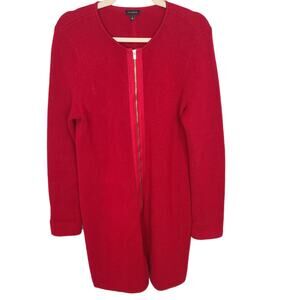 Talbots Womens Full Zip Long Cardigan Sweater Jacket Size L Preppy Classic Event